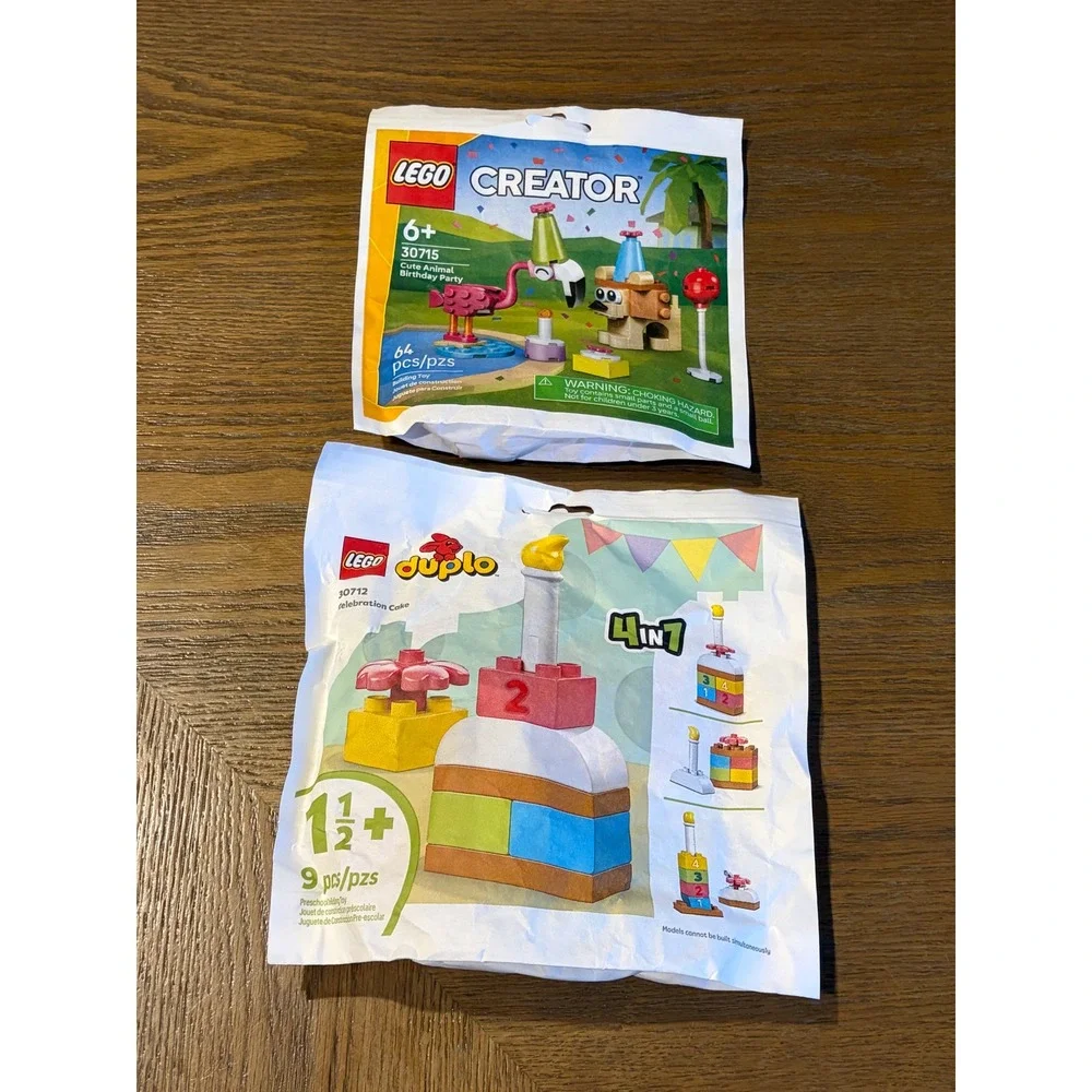 Lego Polybag Lot 6ct Creator 30715 Cute Animal Birthday Party Duplo 30712 Cake